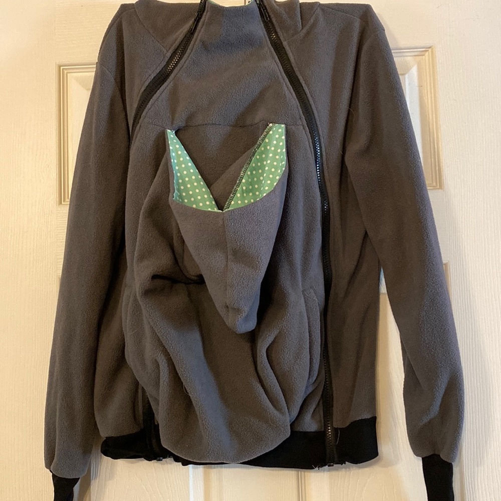 Yimeixiu Kangaroo Pouch Hoodie Grey Size Large